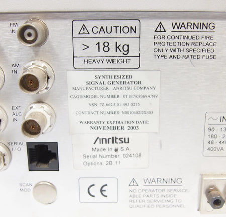 Anritsu 68367C 68369A/NV 10 MHz To 40 GHz Synthesized Signal Generator