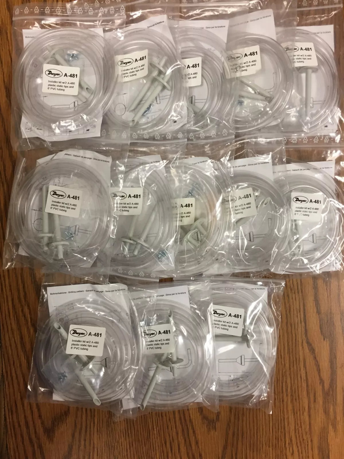 Dwyer A-481 Installer Kit with 2 A-480 Plastic Static Tips and 6’ PVC Tubing