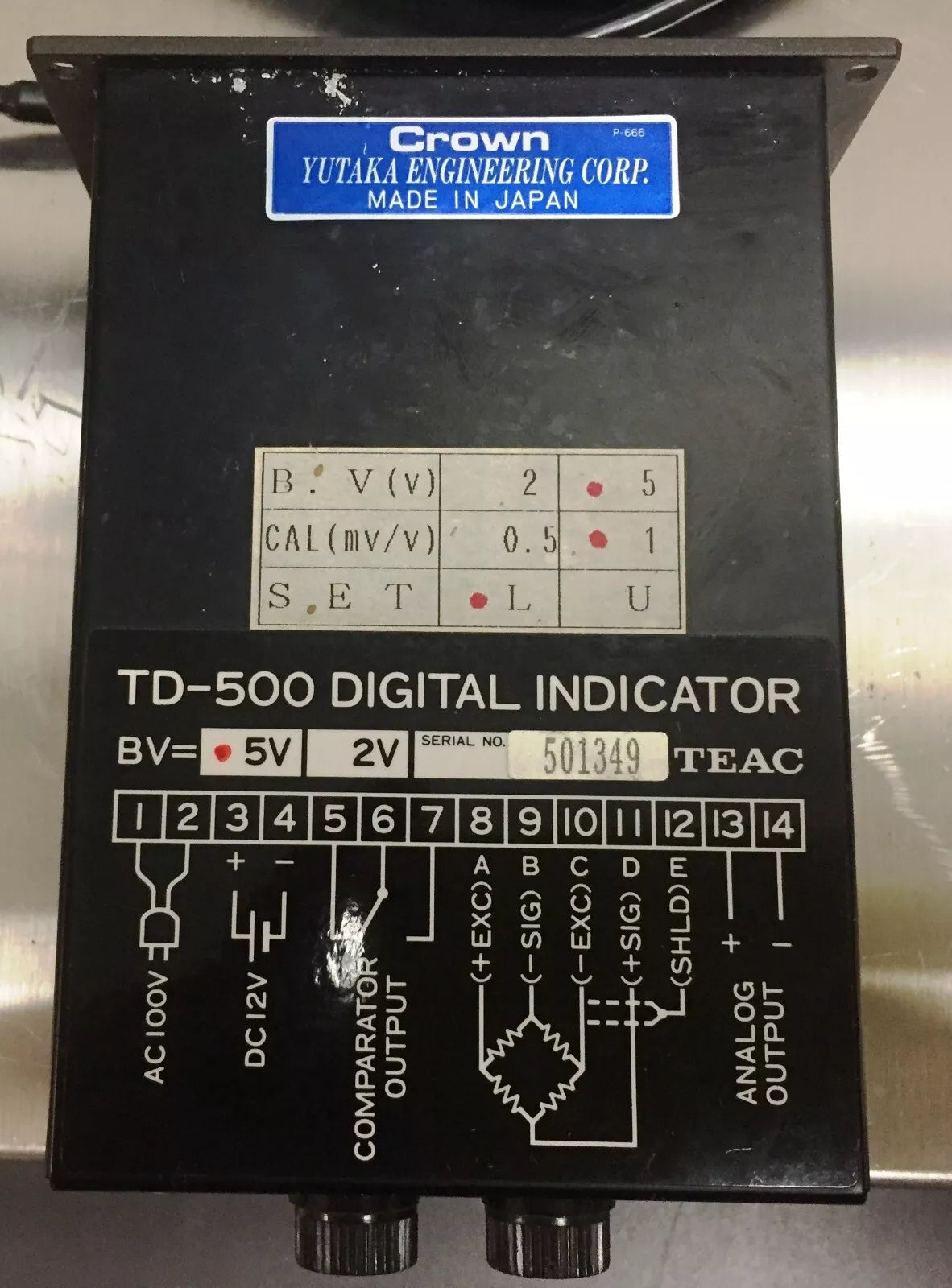 Yutaka TL-PS3-100K Load Cell Scale with Teac TD-500 Digital Transducer Indicator