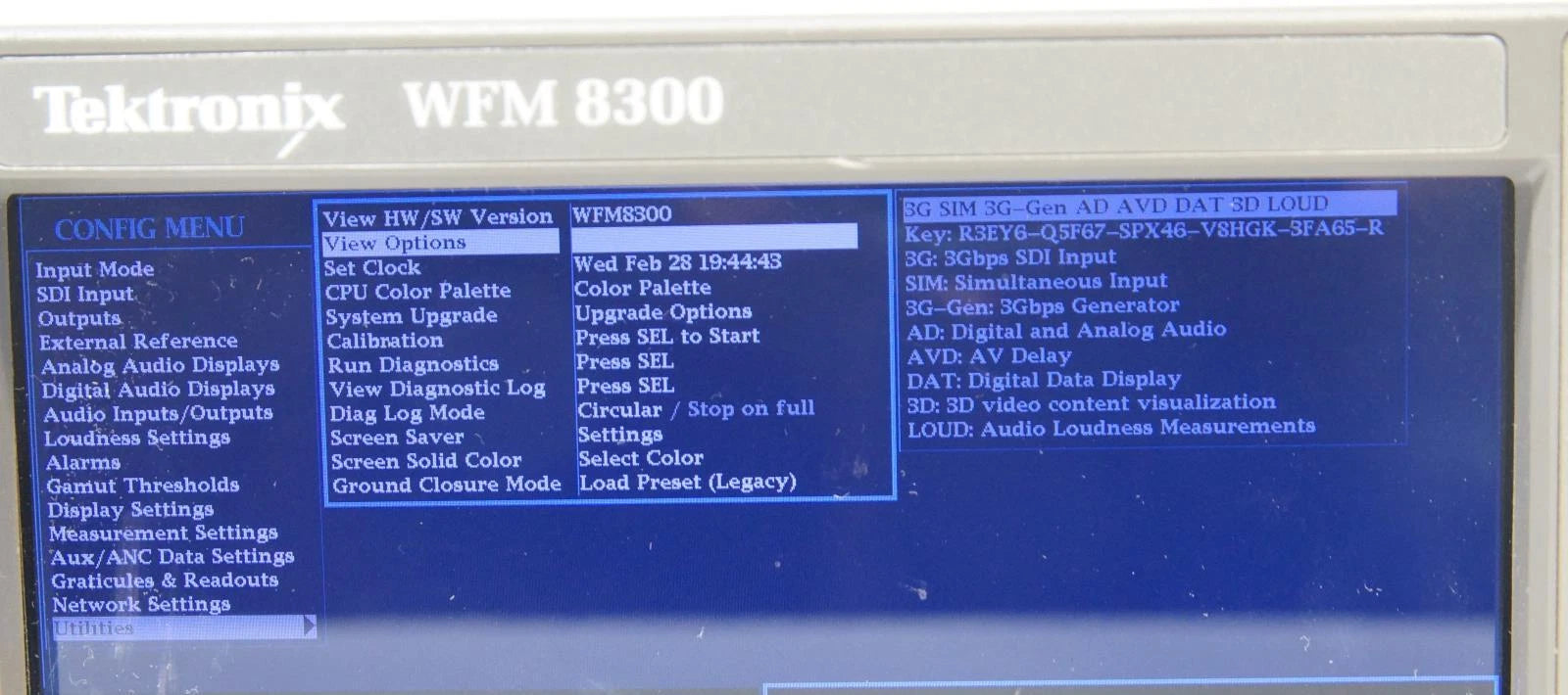 Tektronix WFM8300 Waveform Monitor With 3G SIM 3G-Gen AD AVD DAT 3D LOUD Options