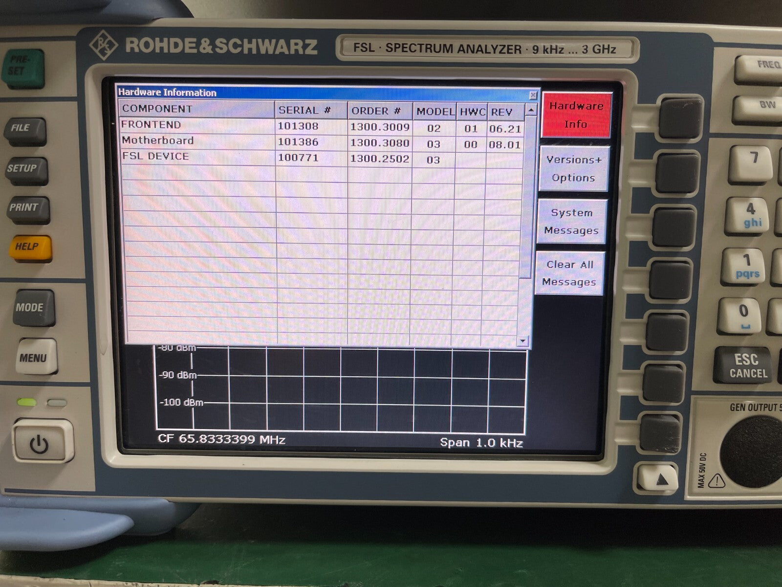 Rohde &amp; Schwarz FSL3 Spectrum Analyzer 9 kHz - 3 GHz _ 0771