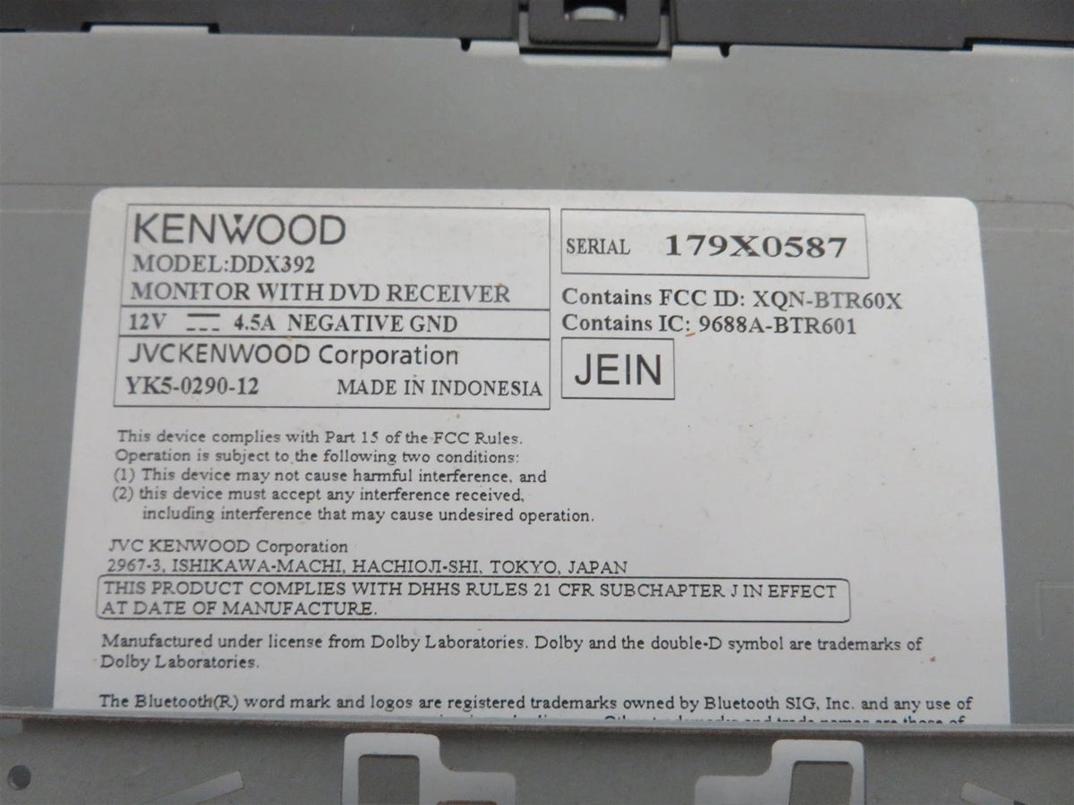 KENWOOD EXCELON DDX392 MONITOR DVD RECEIVER - Free shipping