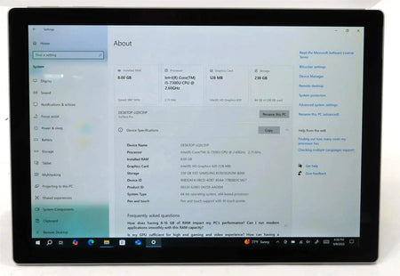 Microsoft Surface Pro 5 1796 Core i5-7300U 2.60GHz 8GB 256GB Win 10 Pro