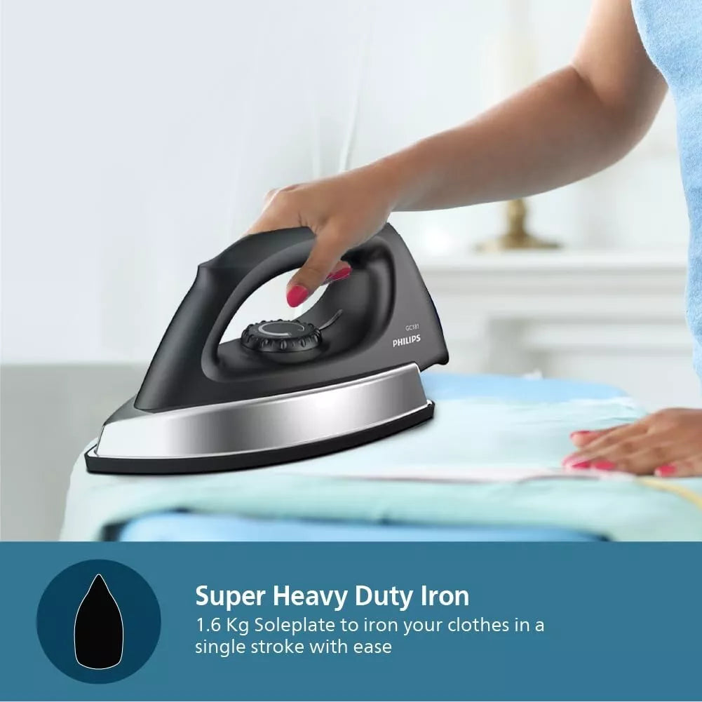 PHILIPS Heavyweight Dry Iron Stainless Steel Ergonomic Non-Stick 1000W