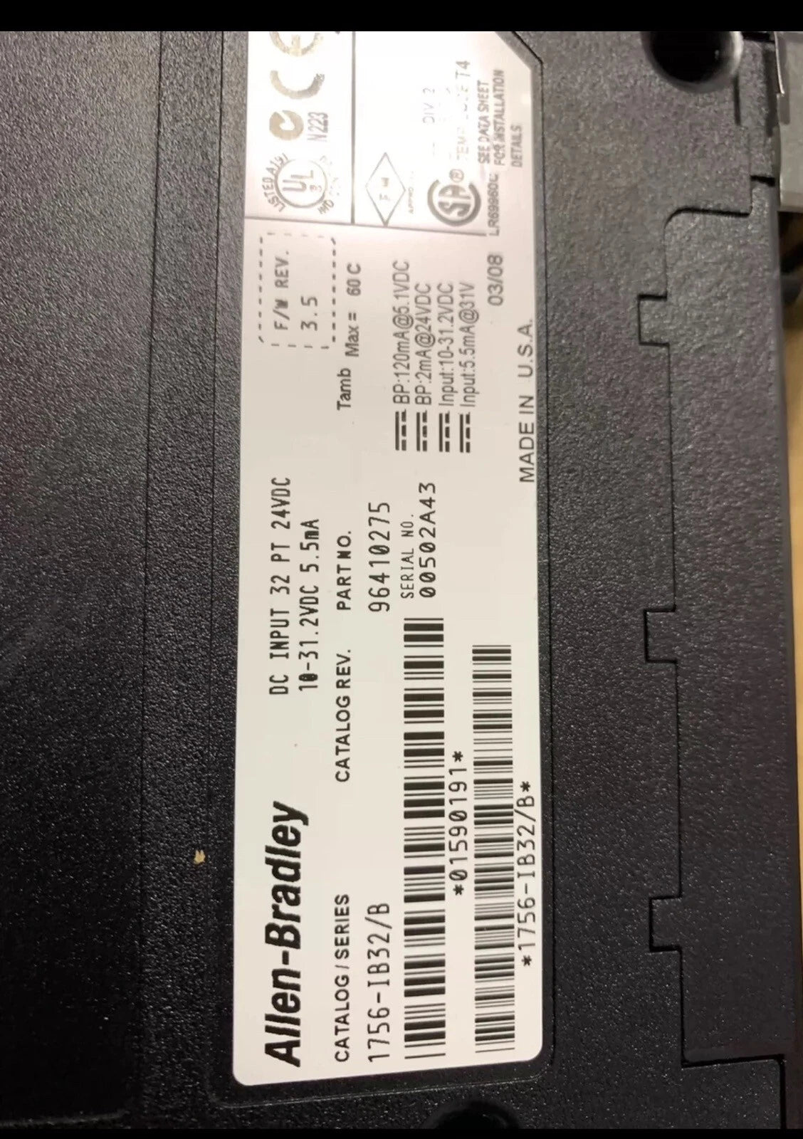1756-IB32 Input Module: Features 32 Digital Input Points