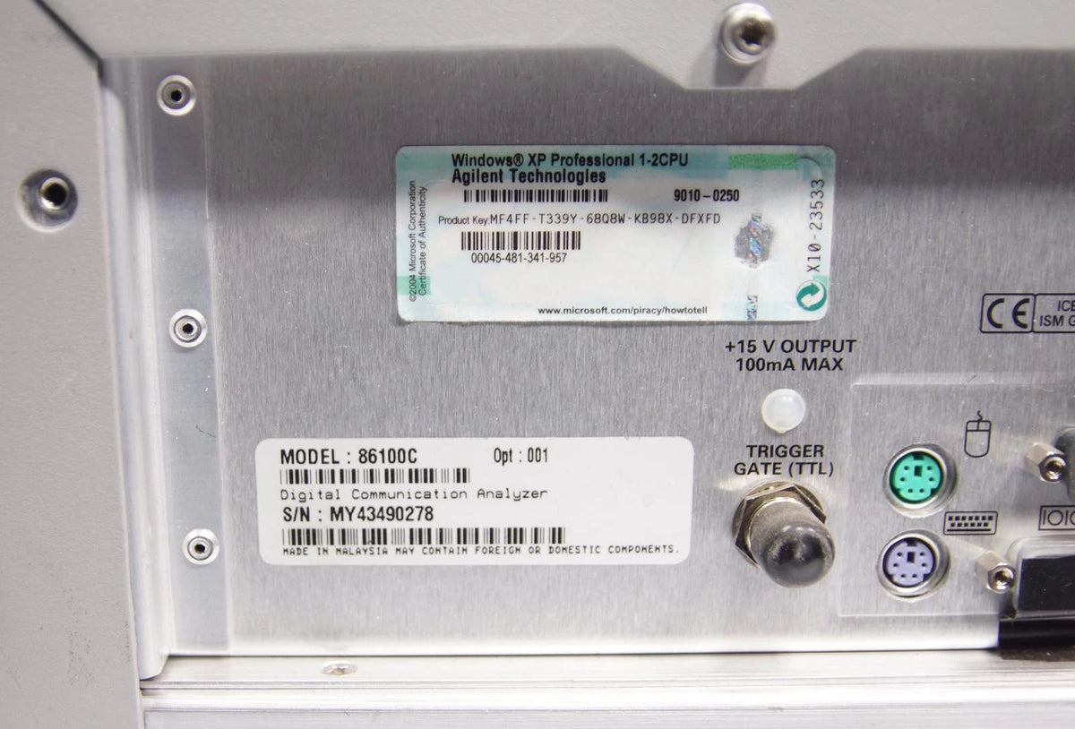 Agilent 86100C Infiniium DCA-J Wideband Oscilloscope Mainframe OPT 001