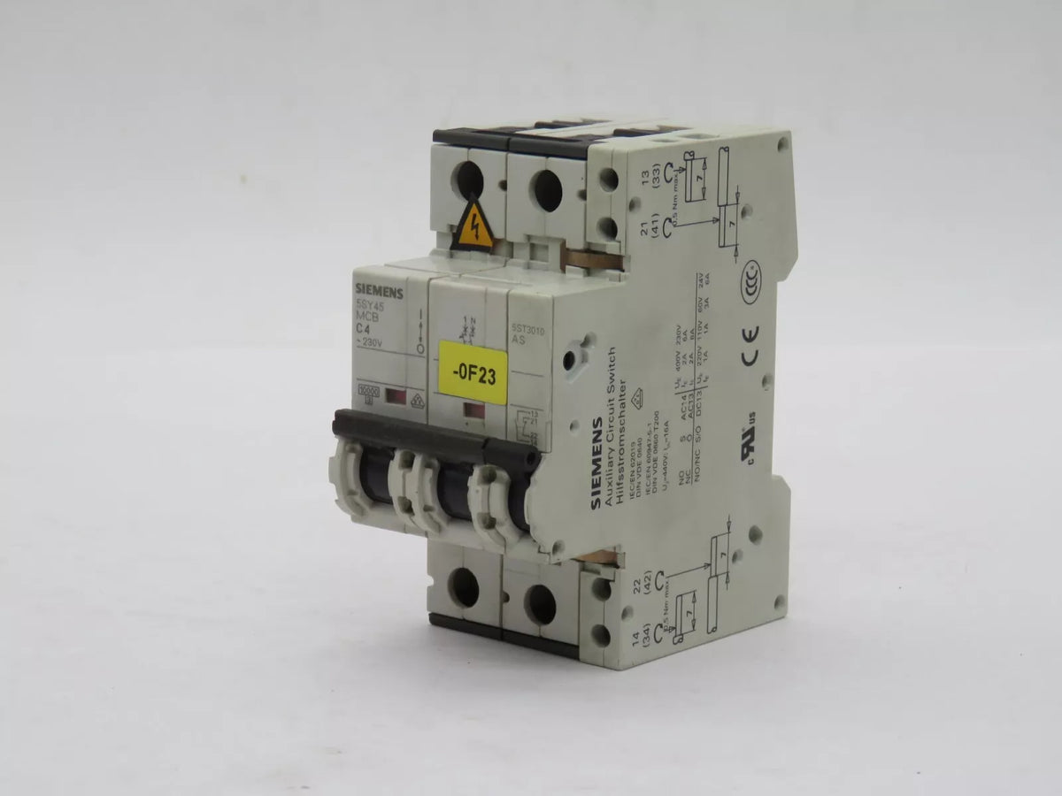 SIEMENS 5SY4504-7 Circuit Breaker Miniature 1+N Pole 4 Amp 230VAC 10kA