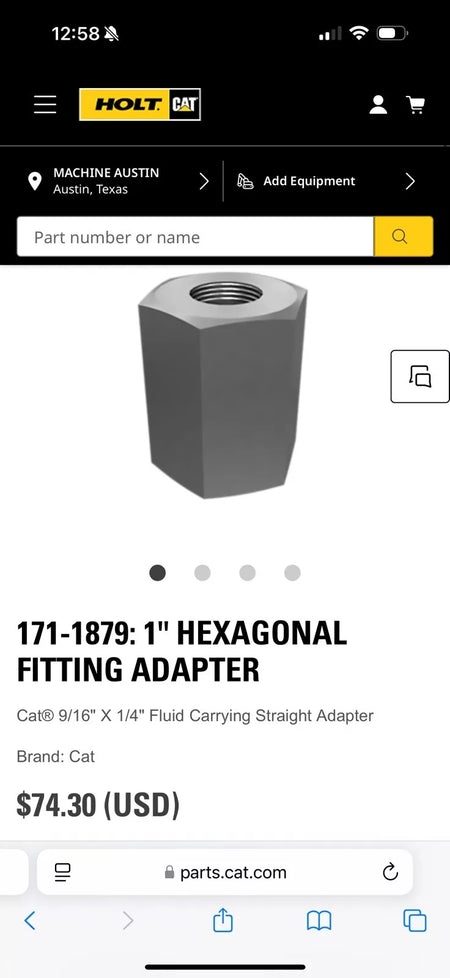 CAT 171-1879: 1 Hexagonal Fitting Adapter (New Genuine)
