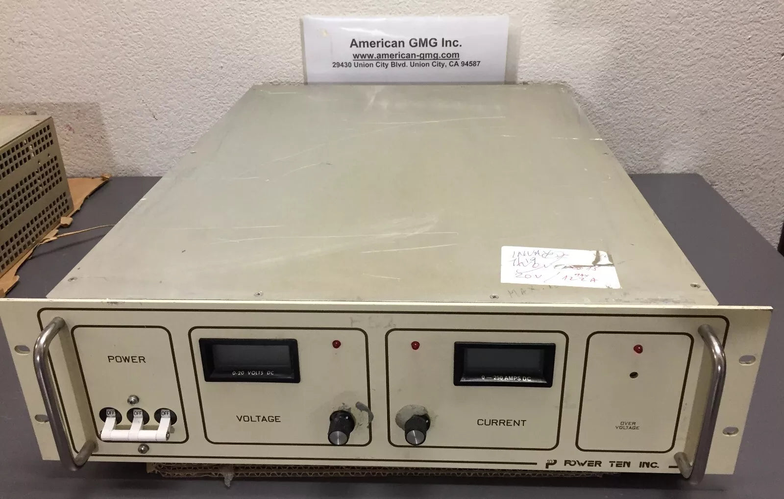 Power Ten 4600D-20250 Heavy Duty DC Power Supply 0-20 Volts DC 0-250 Amps