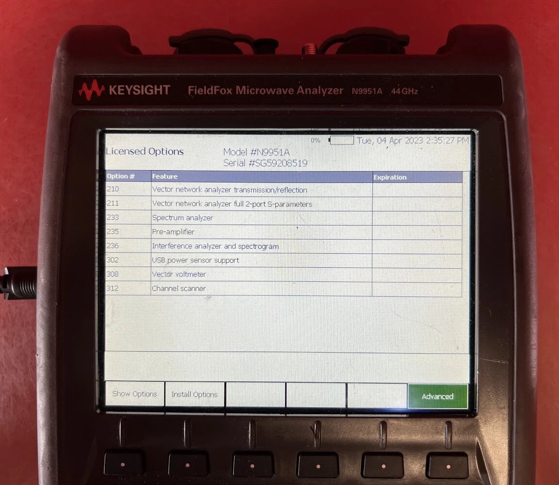 Agilent/Keysight N9951A FieldFox Microwave Analyzer, 44 GHz with Options