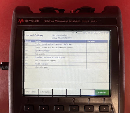 Agilent/Keysight N9951A FieldFox Microwave Analyzer, 44 GHz with Options
