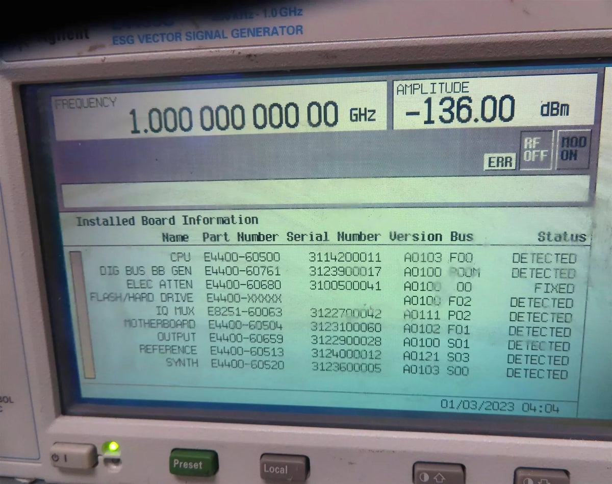 Agilent E4438C Vector Signal Generator 250kHz-1GHz