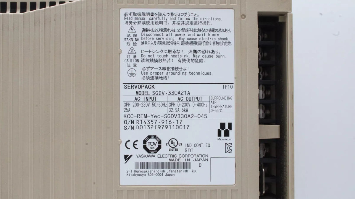 YASKAWA SGDV-330A21A AC Servo Drive 5KW 200VAC 50/60Hz