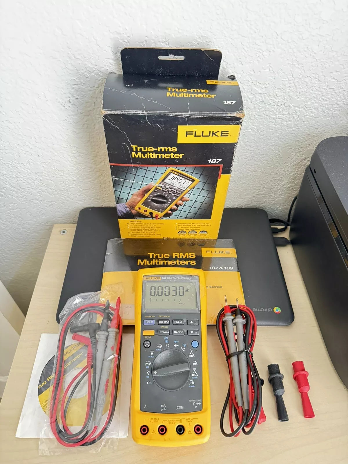 Fluke 187 True RMS Multi Meter with Leads & Calibration Certificate