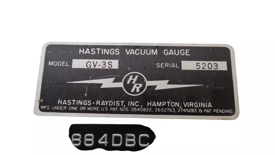Hastings Vacuum Gauge Model GV-3S - Precision Instrument for Pressure Measurement