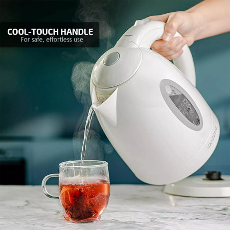 Ovente 1.7L BPA-Free Cordless Electric Kettle, Fast Boil, Auto Shut-Off, White