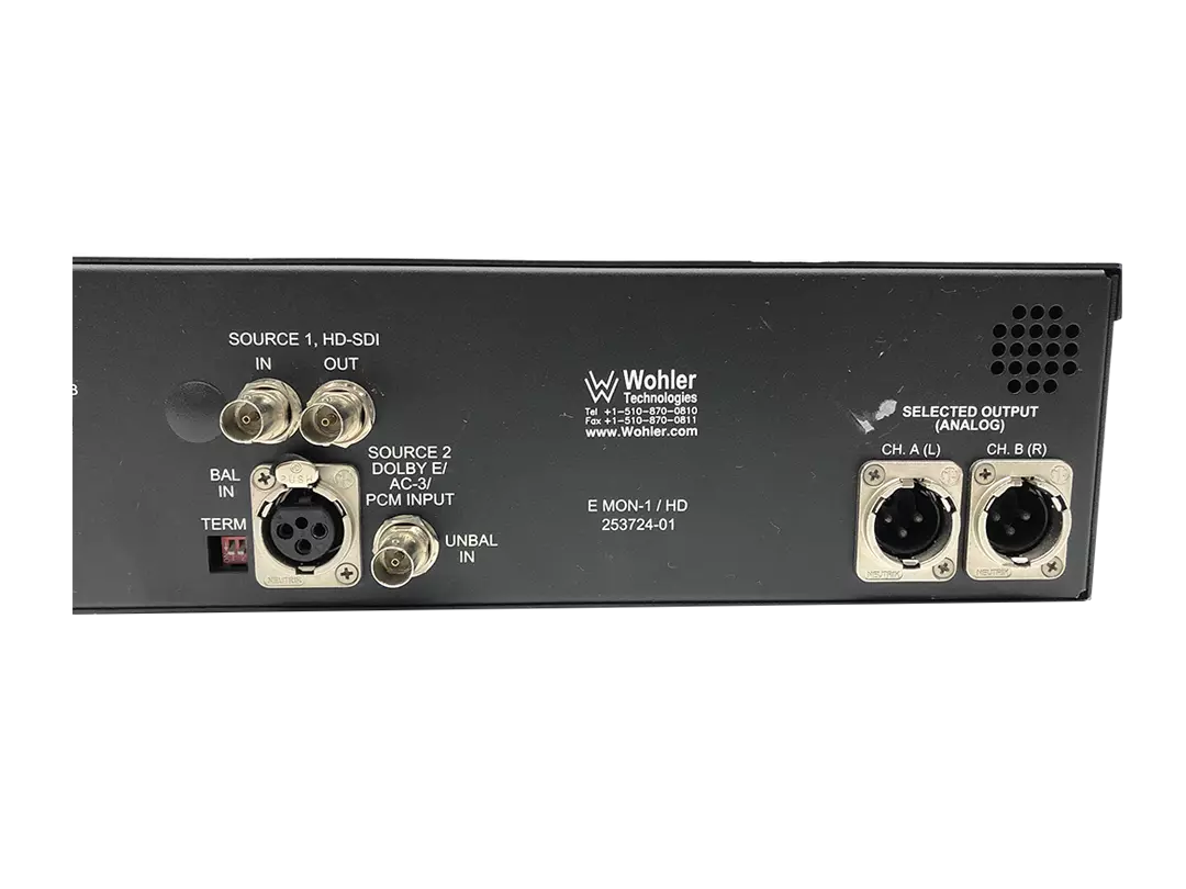 Wohler E MON-1/HD 8 Channel Audio Monitor for Dolby E, Dolby Digital, and PCM