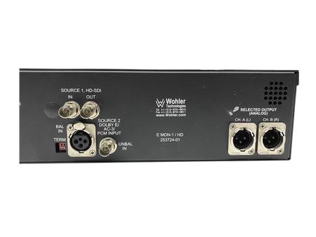 Wohler E MON-1/HD 8 Channel Audio Monitor for Dolby E, Dolby Digital, and PCM