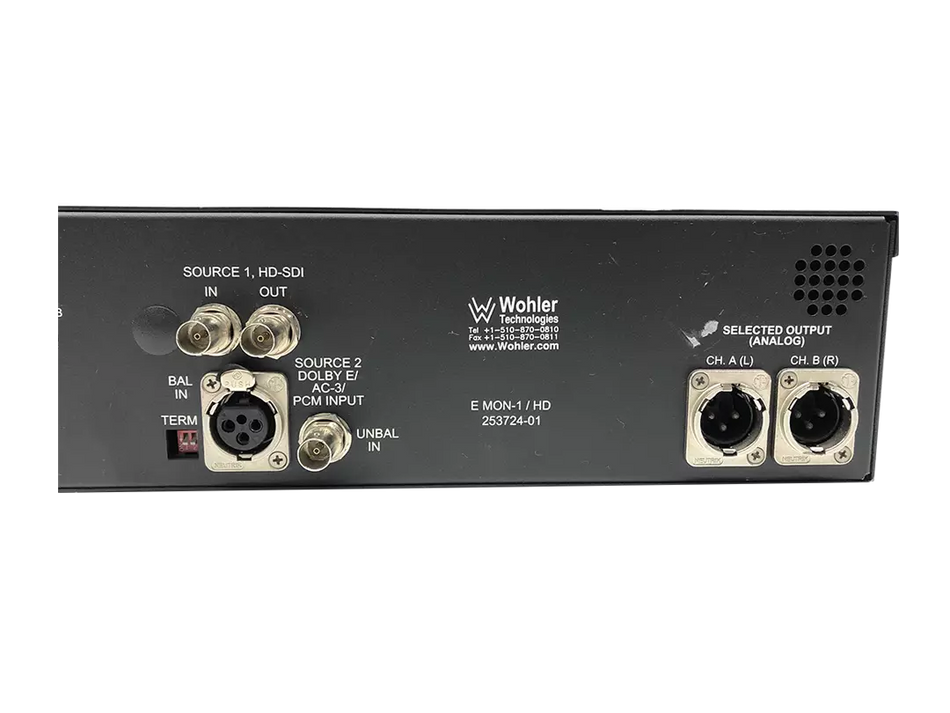 Wohler E MON-1/HD 8 Channel Audio Monitor for Dolby E, Dolby Digital, and PCM