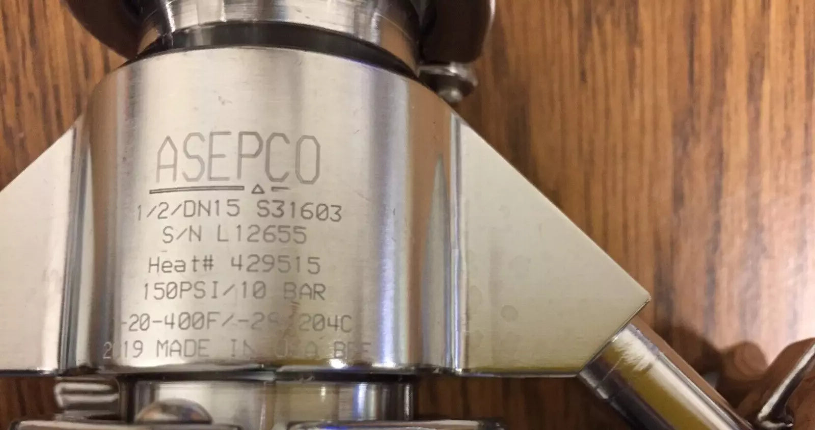 Asepco 1/2/DN15-S31603 Radial-Diaphragm Bottom Tank Valve