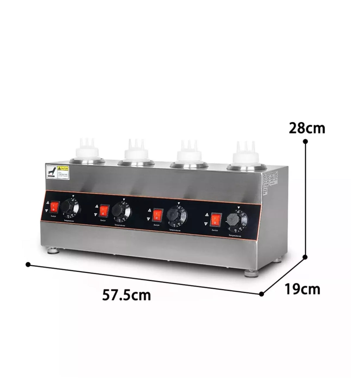 Commercial 4 Bottles Electric Sauce Warmer Machine Hot Chocolate Warming 640W L
