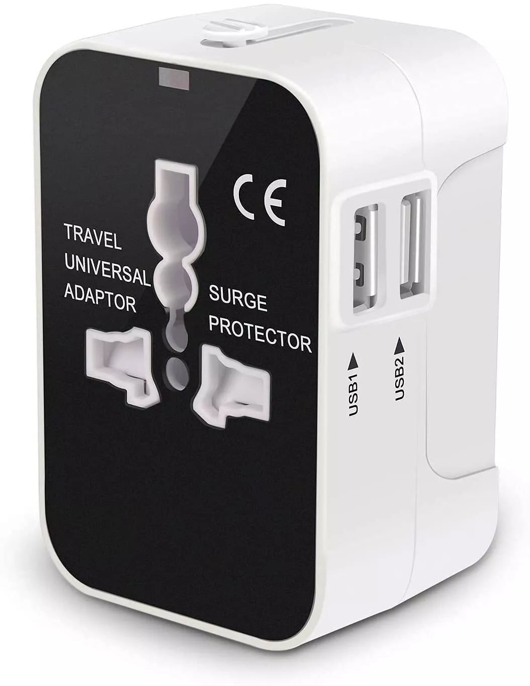 Universal Travel Adapter with 2 USB Ports for USA, EU, UK