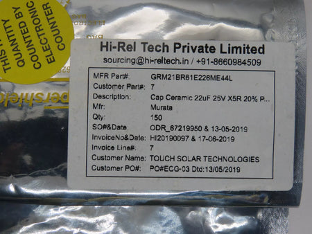 Murata GRM21BR61E226ME44L Ceramic Capacitor 22 µF, 25 V