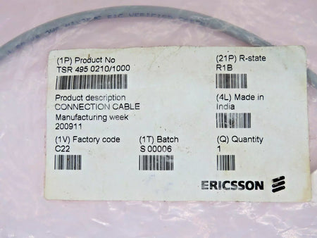 Ericsson TSR 495 0210/1000 Connection Cable R1B Factory Code C22 2009