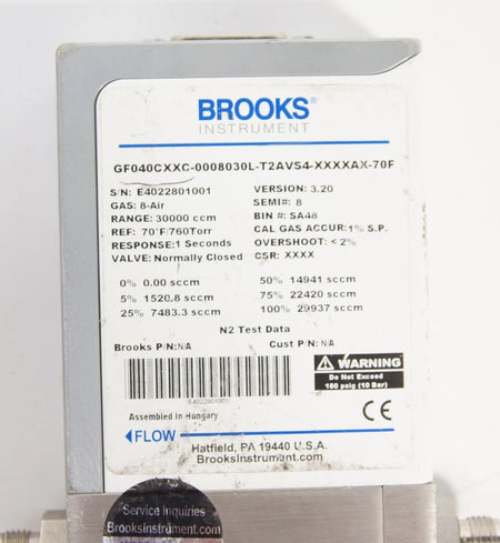 Brooks Instrument GF040CXXC N2 Gas GF Series Thermal Mass Flow Controller