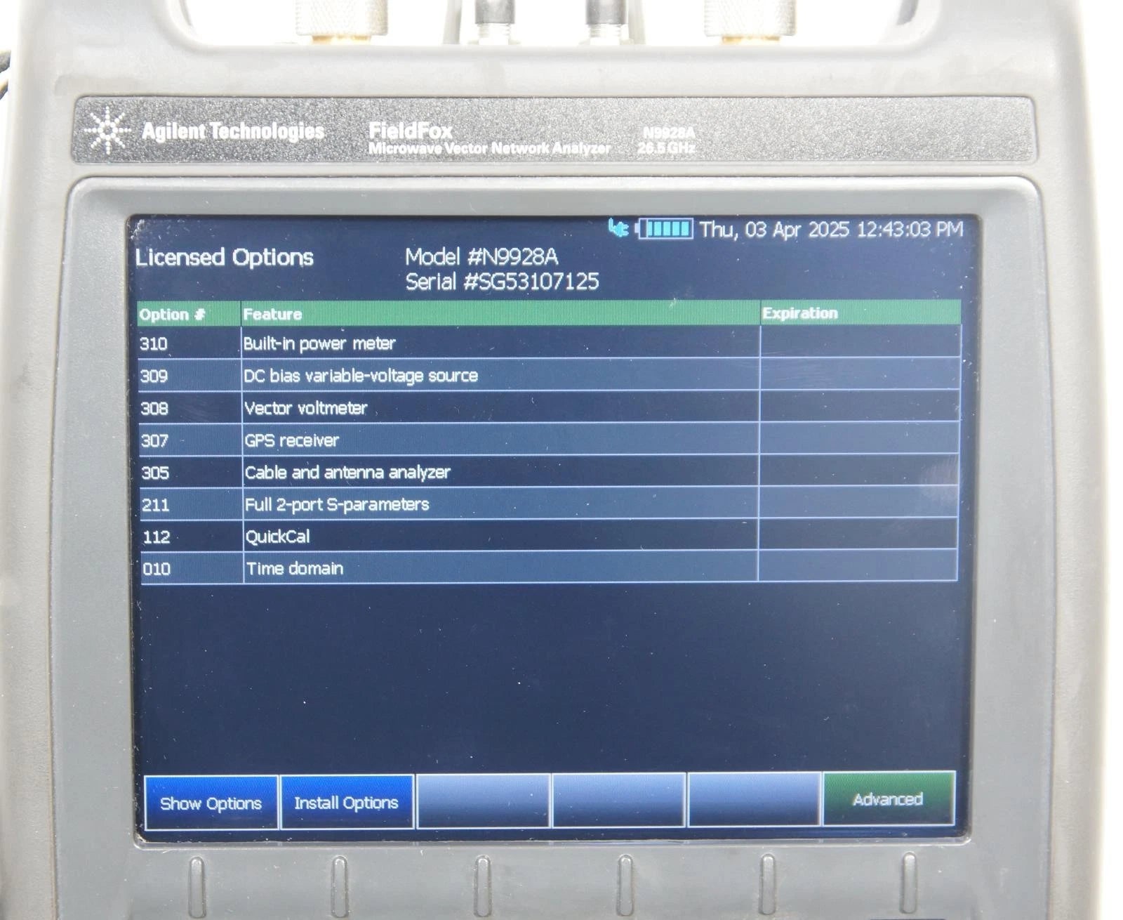 Agilent N9928A FieldFox 26.5GHz RF Microwave Cable Antenna Combination Analyzer