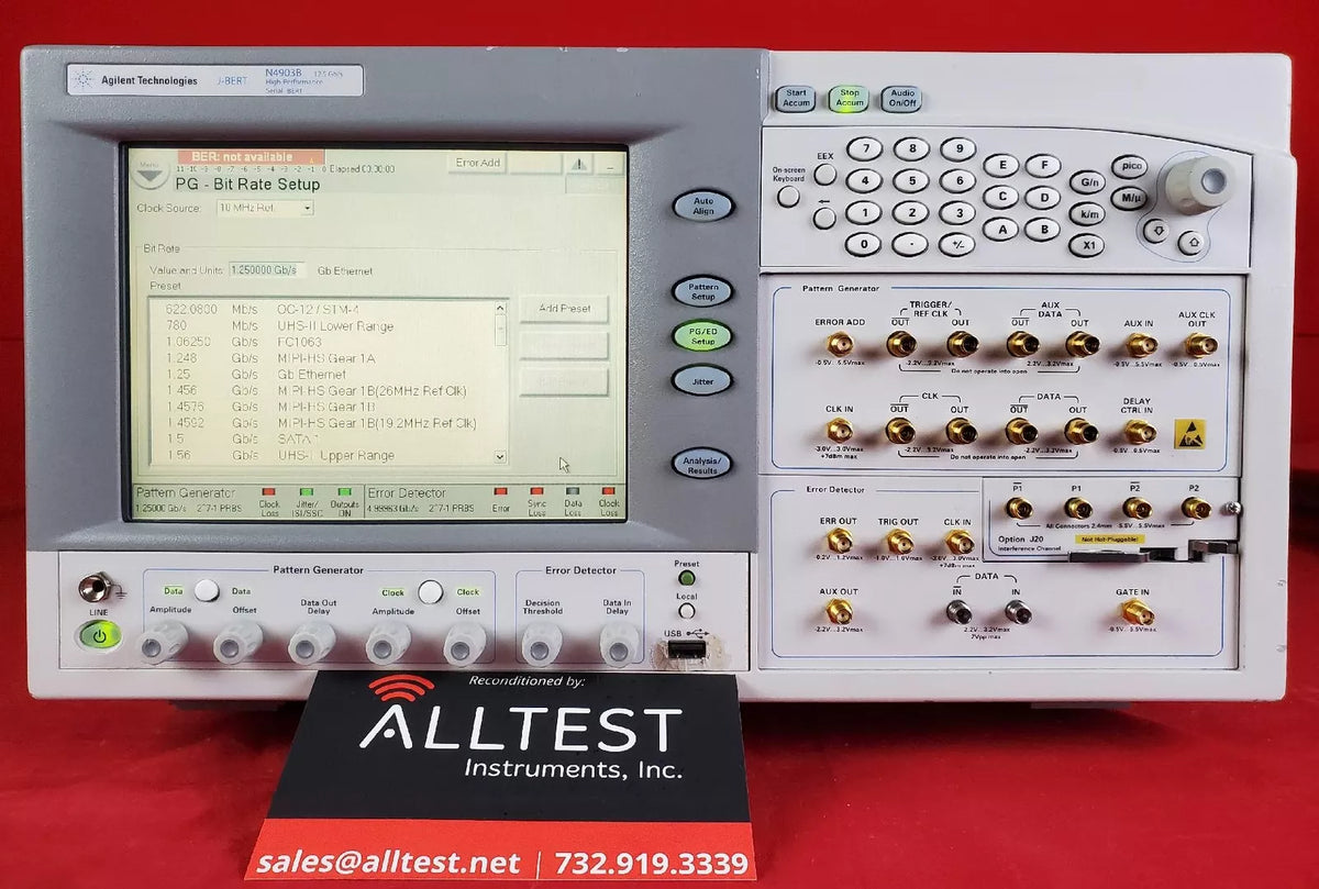 Agilent / Keysight N4903B MY49100344 Serial J-BERT, 150 Mb/s to 12.5 Gb/s OPTION