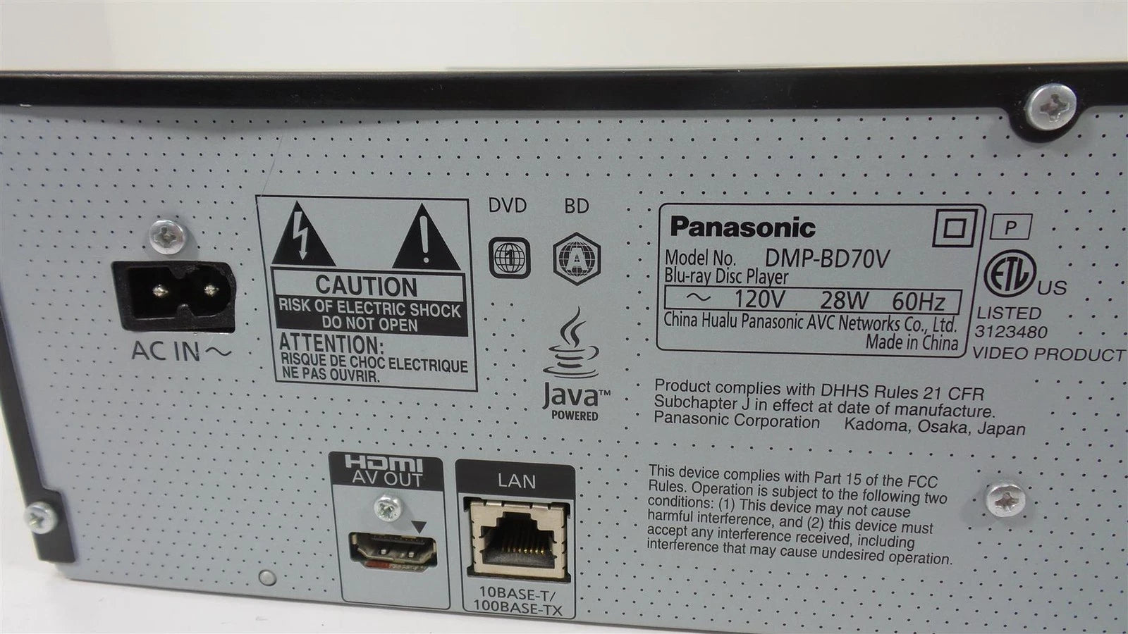 Panasonic DMP-BD70V Blu-ray/VCR/VHS Combo Media Player -  No Remote