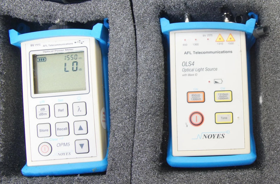 AFL Noyes OPM5 Optical Power Meter w OLS4 Optical Light Source