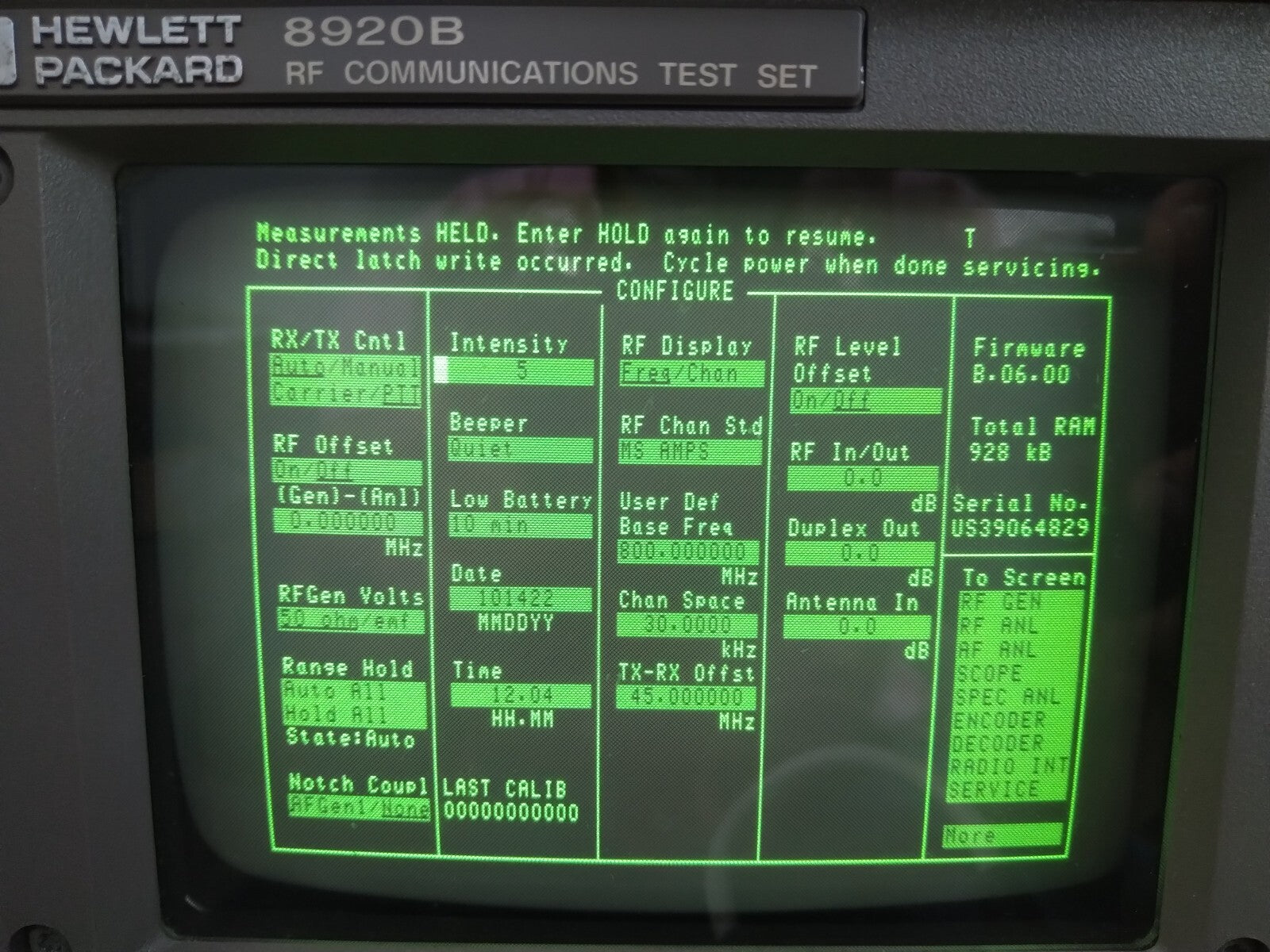 HP Agilent 8920B RF Communications Test Set w/ opt. 016, 102_US39064829 - XG eqpt