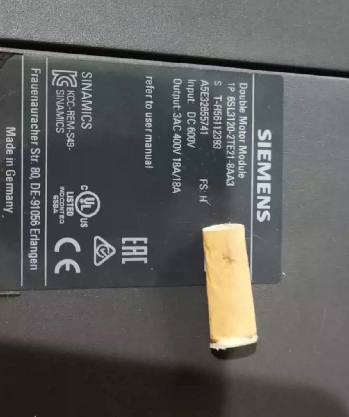 6SL3120-2TE21-8AA3: Siemens SINAMICS S120 Single Motor Module