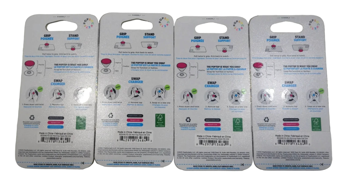 Lot of 4 PopSockets Phone Grip with Swappable - New