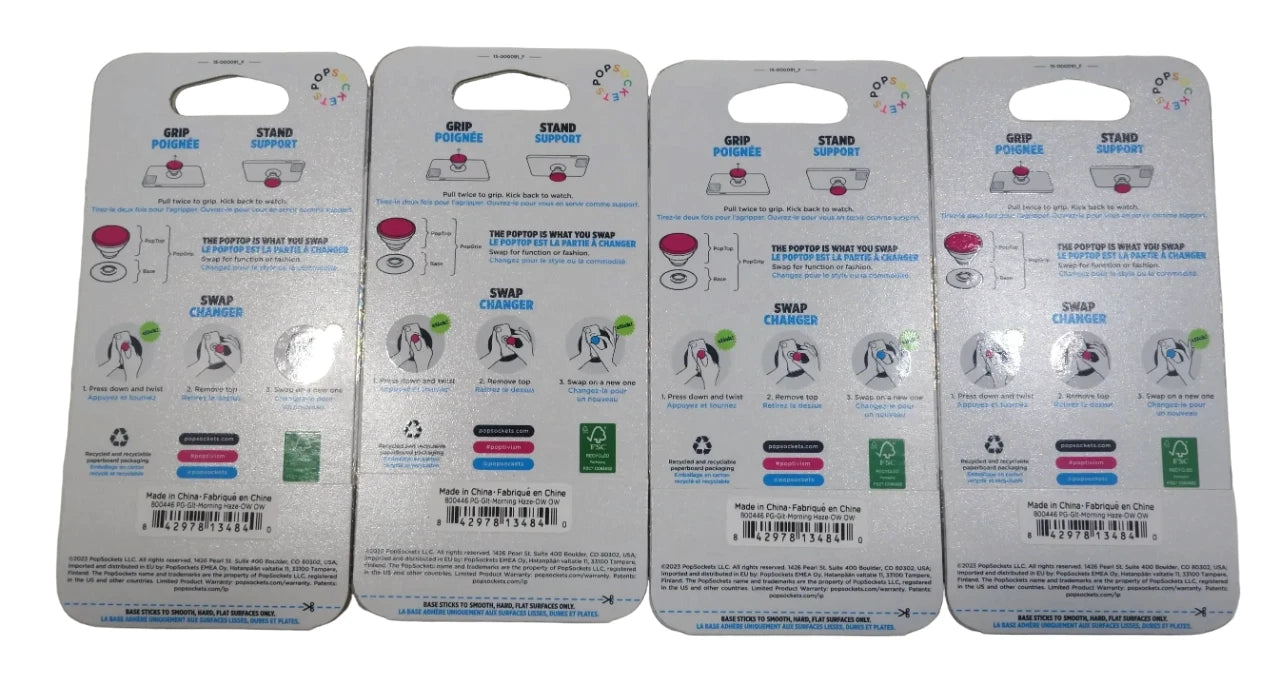 Lot of 4 PopSockets Phone Grip with Swappable - New