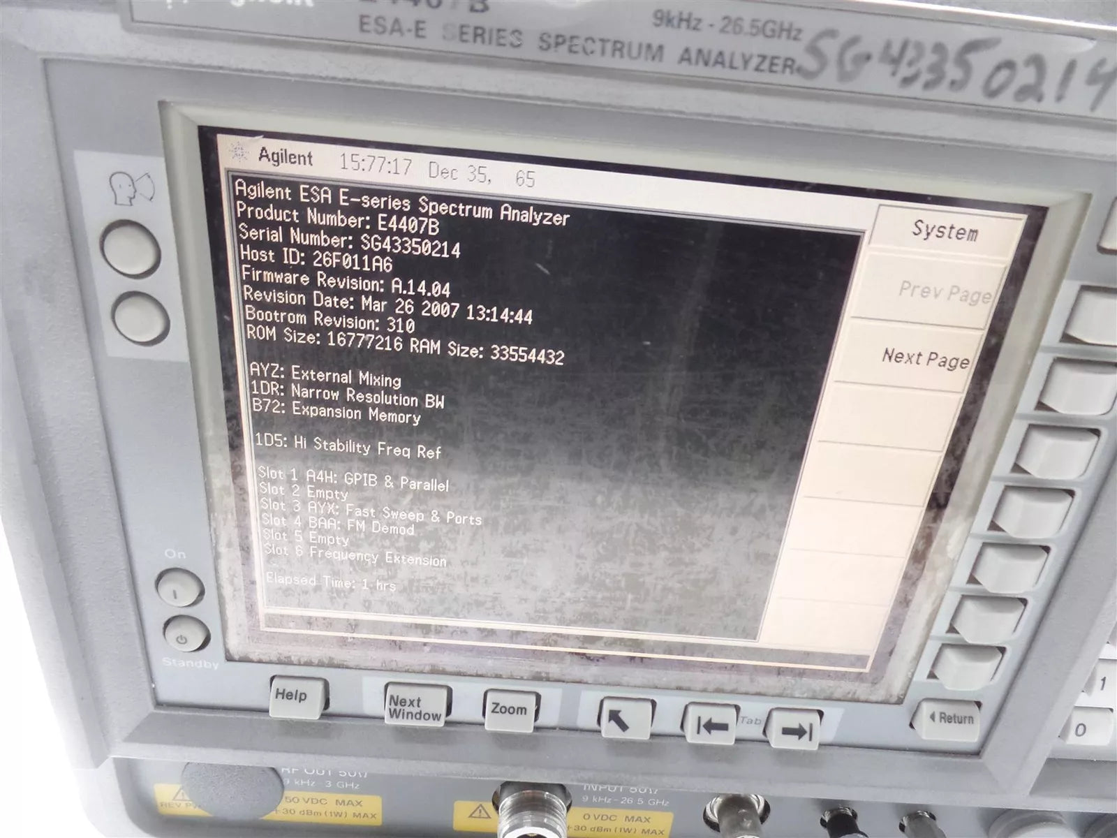 Agilent E4407B ESA-E Spectrum Analyzer 9 kHz - 26.5 GHz