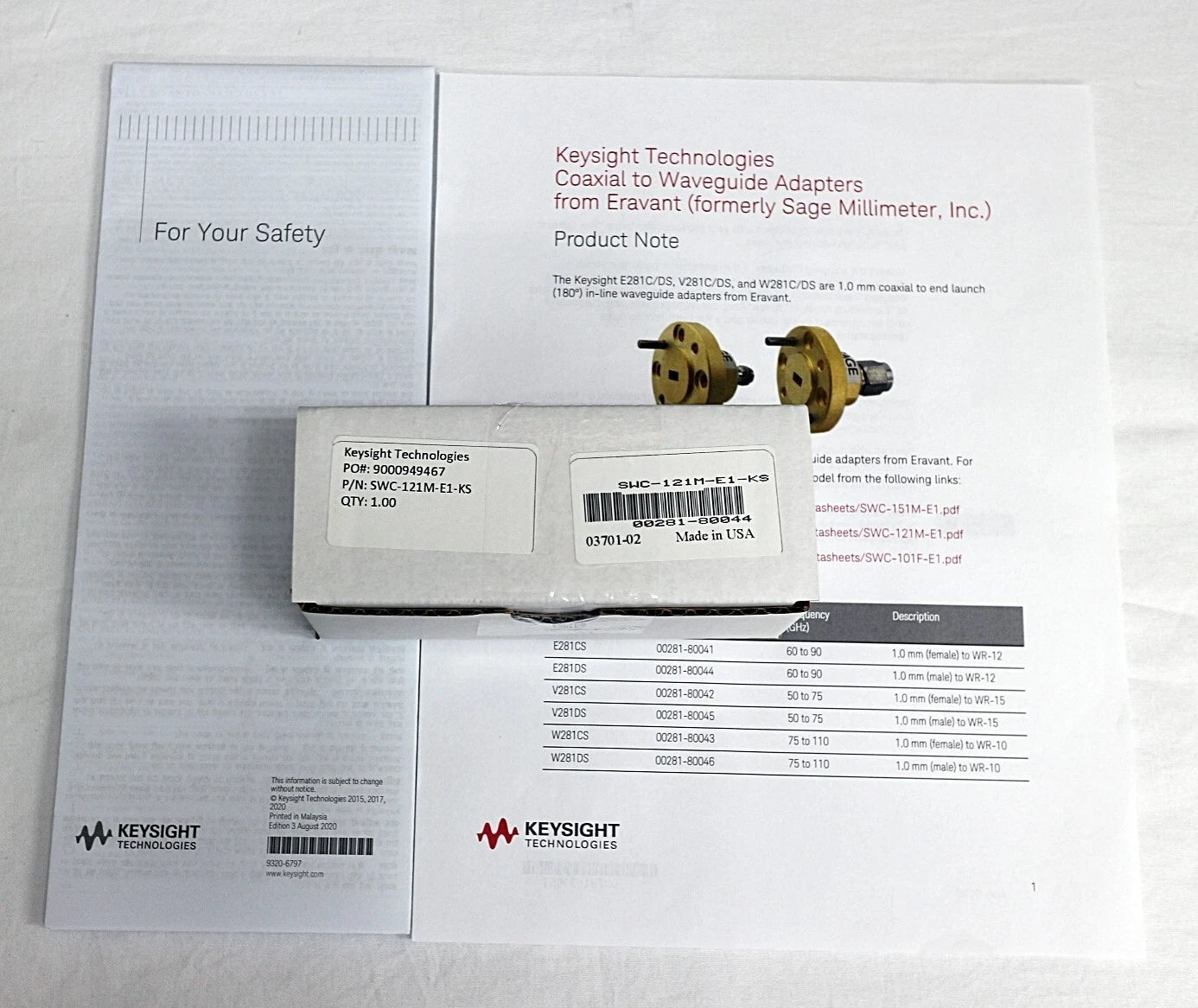 Keysight E281DS Coaxial Waveguide Adapter