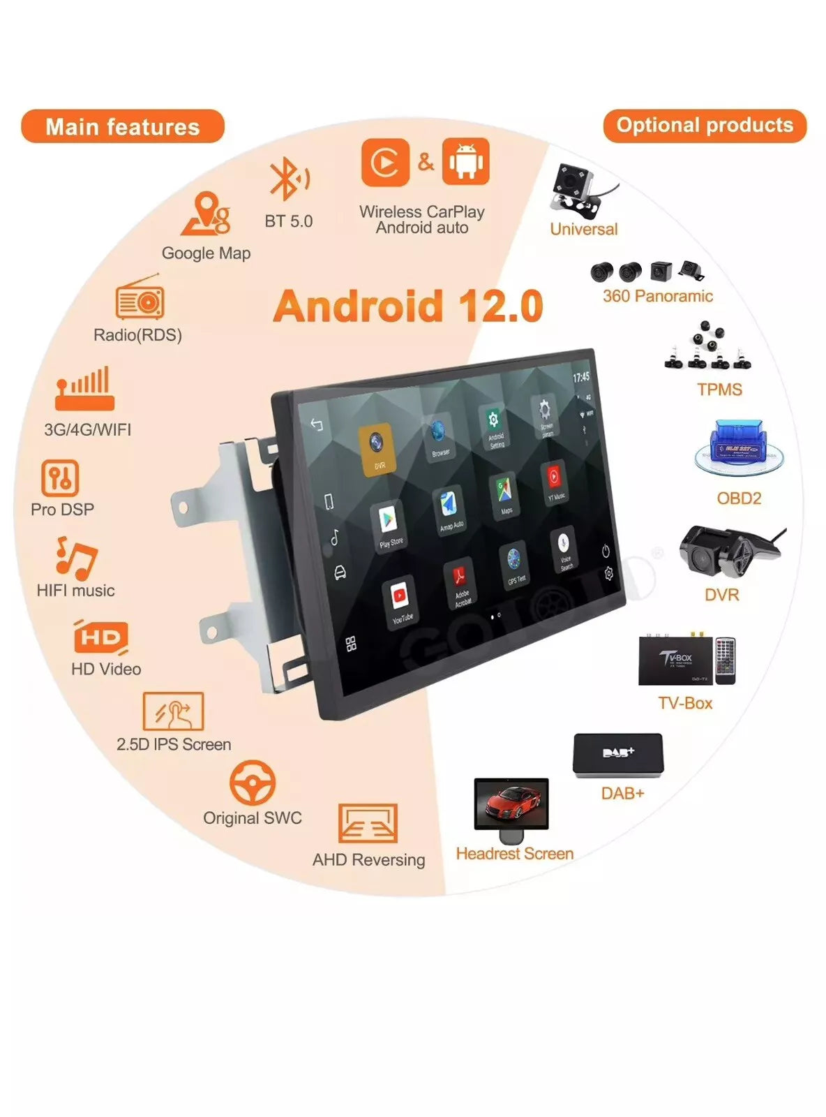 Android Car Radio 2Din Stereo for Land Rover Range Rover Vogue L405 2013-2017