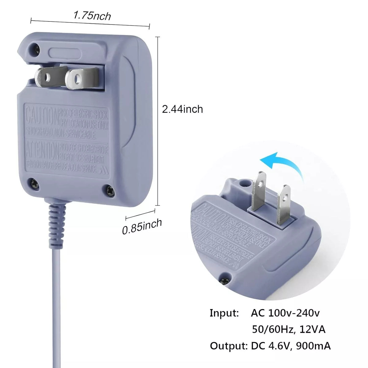 AC Adapter for Nintendo DS Lite (100-240V) - Charger Replacement