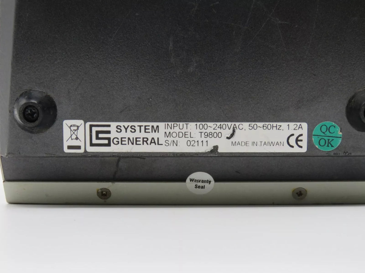 System General T9800 Device Programmer Input 100-200VAC 50-60HZ 1.2A
