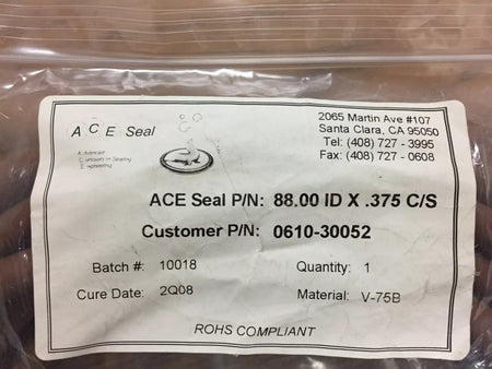 ACE Seal 88.00 ID x 0.375 Dia, V-75B O-Ring, Brown Vulcanized