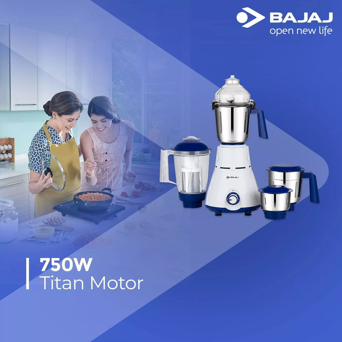 Bajaj Rex Mixer Grinder 750W 4 Jars Heavy Duty Kitchen Mixie Nutri-Pro