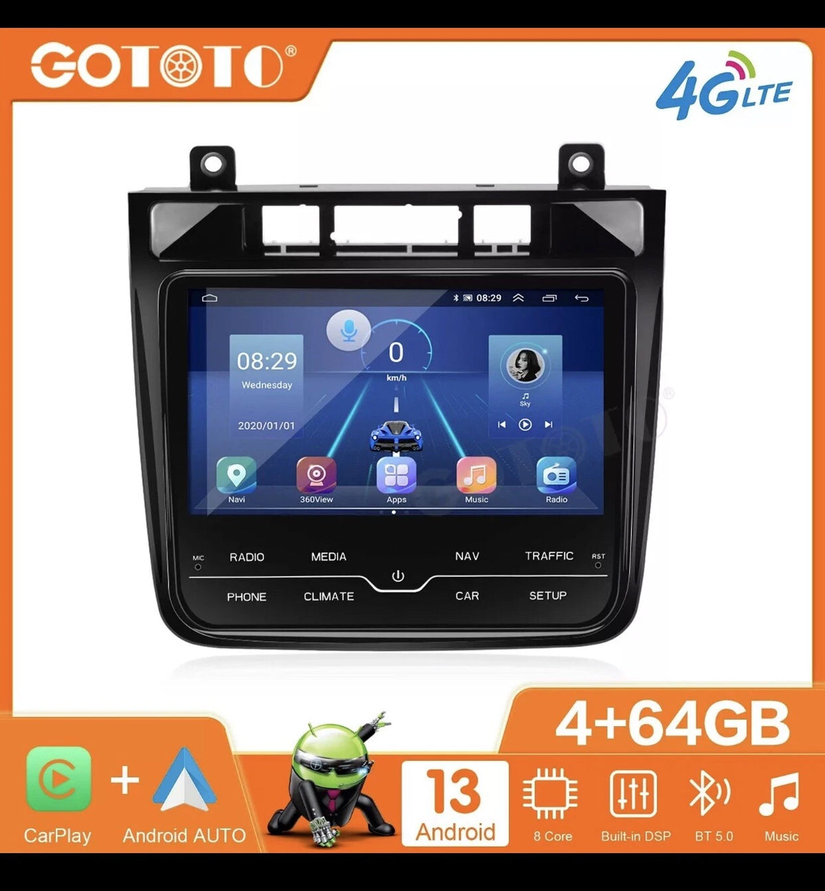 Android Car Radio 2Din Stereo Receiver For Volkswagen Touareg 2011-2017