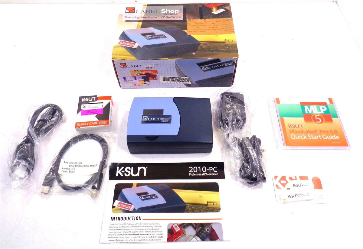 Lot of 2 K-Sun LABEL SHOP 2010-PC Label Maker NIB Maxilabel w/ V2 Software