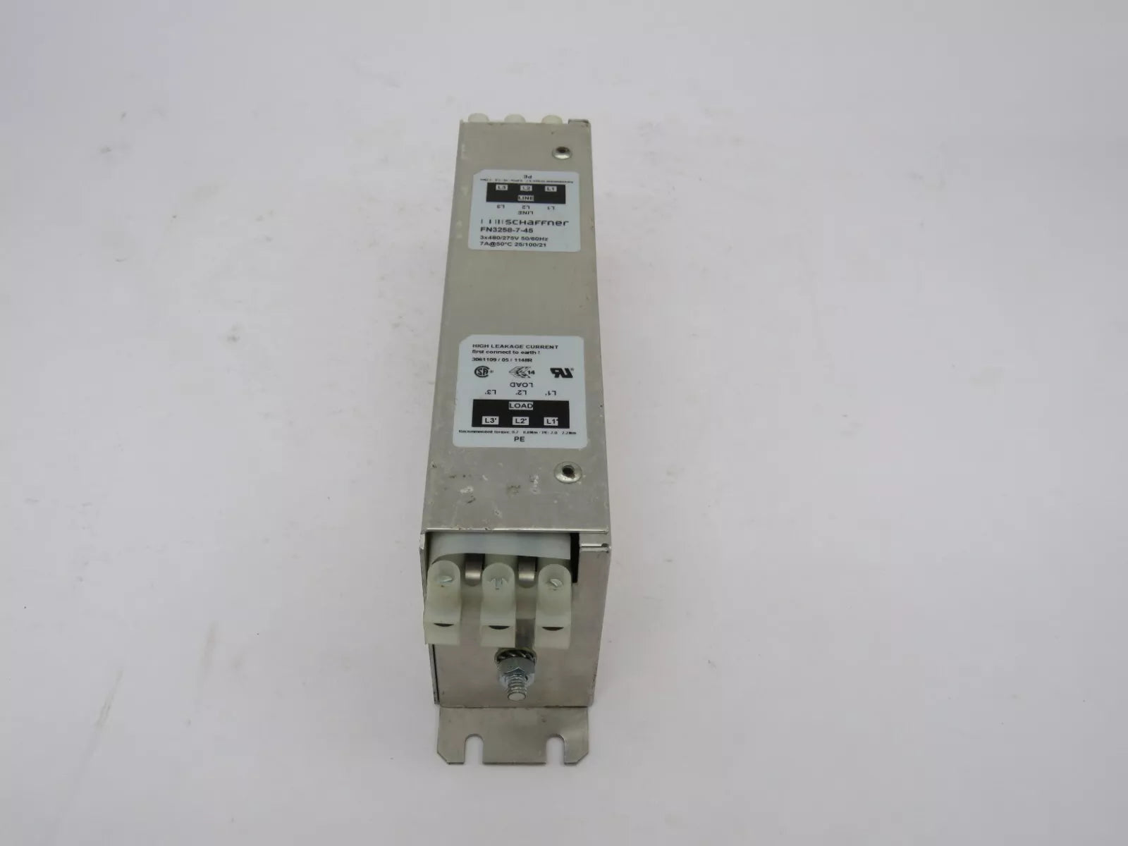 Schaffner FN3258-7-45 RFI Filter 3 Phase 7 Amp 275/480 VAC 50/60 Hz