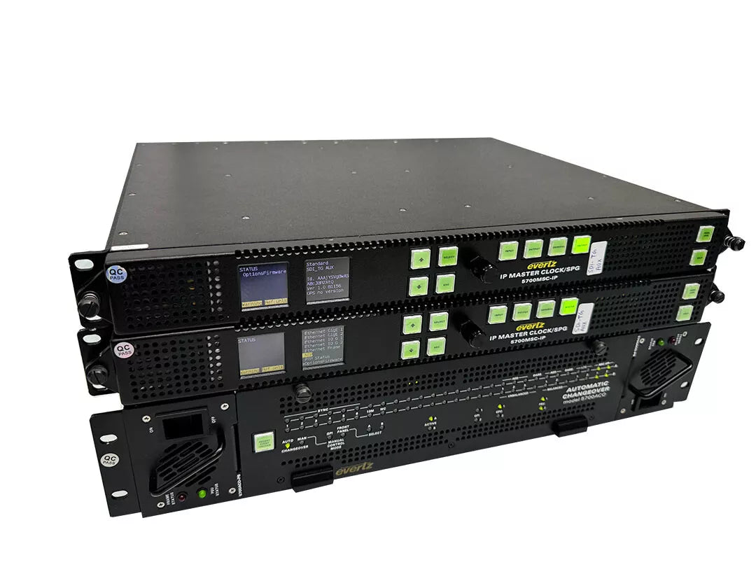 Evertz 2x 5700MSC-IP Grand Master Clock/SPG w/7800MSC-10G 5700-AUX 7801FC-IRD