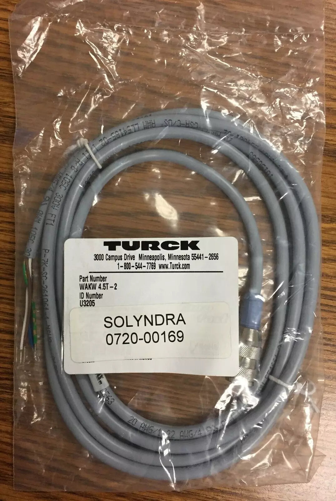 Turck WAKW 4.5T-2, U3205 Cordset M12 Female Straight 5-Wire 2M PVC Grey