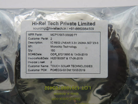 Microchip Technology MCP1700T3302E-TT Linear Regulator 3.3V